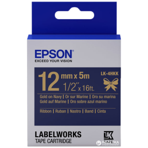 Картридж зі стрічкою Epson LabelWorks LK4HKK 12 мм / 5 м Gold/Navy (C53S654002) ТОП в Житомирі