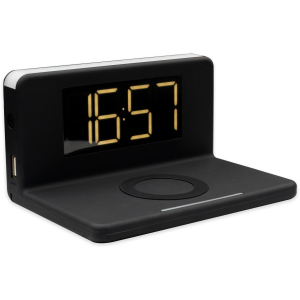 Беспроводное зарядное устройство Qitech Alarm Clock Wireless Charger 3в1 часы будильник с подсветкой Black (QT-Clock1bk) в Житомире