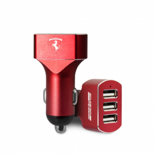 Автомобільний зарядний CG Mobile Ferrari Stained Aluminium 3 USB 7.2 A Red