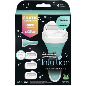 купити Бритва для гоління жіноча Wilkinson Sword Інтуїція Intuition Sensitive Blades 3's + Razor (4027800407132)