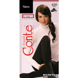 Колготки Conte з бавовни Cotton 450 Den 2 р. Nero -4811473078153