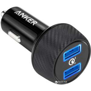 купити Зарядний пристрій Anker PowerDrive+ 2 Quick Charge 3.0 V3 Black (A2228H11)