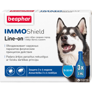 Капли Beaphar Immo Shield Line-on for Medium Dogs антипаразитные с диметиконом для собак 15-30 кг 3 пипетки (13583) (8711231135837) лучшая модель в Житомире