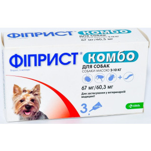 Краплі від бліх та кліщів KRKA Фіприст Комбо на холку 3 піпетки по 0.67 мл для собак масою тіла 2-10 кг (3838989645588) в Житомирі