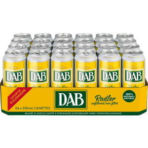 Пакування пива «DAB Radler» спеціальне пастеризоване світле фільтроване з додаванням соку 3% 0.5 л x 24 шт (4053400204406) рейтинг