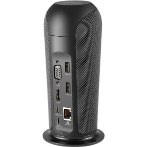 Док-станція 13-в-1 Promate AlphaHub USB-C PD/HDMI/VGA/3xUSB 3.0/USB-C 3.1/RJ45/SD/MicroSD/AUX 3.5 мм/5W динамік Black (alphahub.black) ТОП в Житомирі