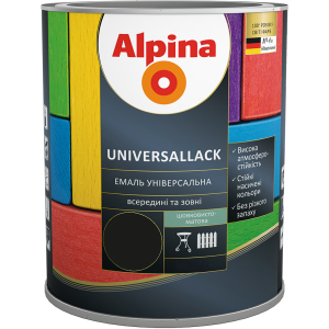 Емаль Alpina Universallack Шовковисто-матова 2.5 л Чорна (948103763) краща модель в Житомирі