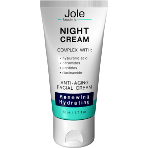 Відновлюючий нічний крем Jole Renuwing Night Cream з гіалуроновою кислотою, комплексом пептидів та керамідів 50 мл (4820243881022) в Житомирі