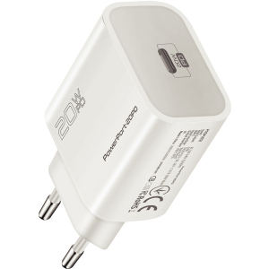 Сетевое зарядное устройство Promate PowerPort-20PD 20 Вт USB Type-C PD White (powerport-20pd.white) ТОП в Житомире