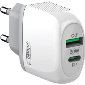 Адаптер мережевий Intaleo TCQ PD 20W 2USB 3A White