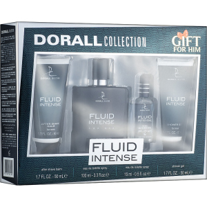 Набір для чоловіків Dorall Collection Fluid Intense Туалетна вода 100 мл + Мініатюра туалетної води 15 мл + Гель для душу 50 мл + Бальзам після гоління 50 мл (ROZ6400105674) в Житомирі