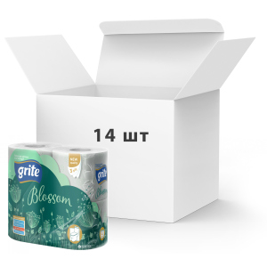 Упаковка туалетного паперу Grite Blossom 150 відривів 3 шари 4 рулони 14 шт (4770023348743) ТОП в Житомирі