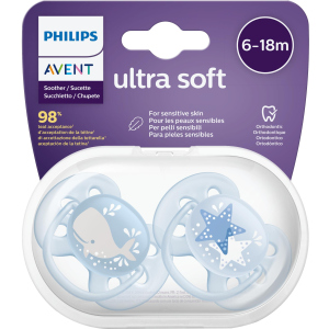 Пустушка Philips AVENT Ultra Soft для хлопчиків 6-18 міс 2 шт (SCF223/03) надійний