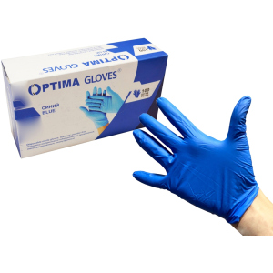 Рукавички медичні нітрилові оглядові Optima Gloves нестерильні неопудрені L 50 пар Сині (52-108) ТОП в Житомирі