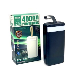 Повербанк Remax RPP-184 40000 mAh, Powerbank з ліхтариком, чорний