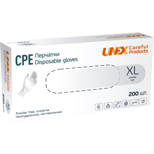 Рукавички одноразові нестерильні, неопудрені CPE Unex Medical Products розмір XL 200 шт. - 100 пар Білі (77-40-2) ТОП в Житомирі