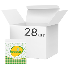 Упаковка салфеток сервировочных Ecolo 1 слой 24х24 см 100 шт Белые 28 пачек (4820202890270) в Житомире