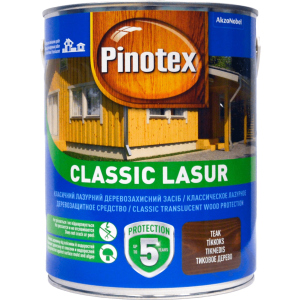 Лазур Pinotex Classic Lasur - матове алкідне просочення для дерева, блакитне, з декоративним ефектом, безбарвне, BC, 3 л (5308843) в Житомирі