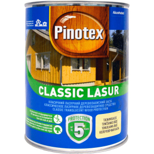 Лазур Pinotex Classic Lasur - матове алкідне просочення для дерева, блакитне, з декоративним ефектом, червоне дерево, 1 л (5301548) в Житомирі