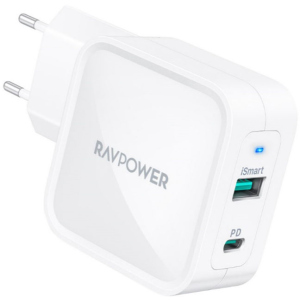 Зарядний пристрій RAVPower 65W 2-Port PD Charger White (RP-PC133WH) ТОП в Житомирі