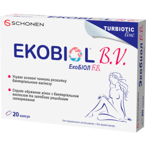 хороша модель Екобіол Б.В для відновлення нормальної мікрофлори кишечника та піхви 20 капсул (000000962)