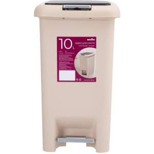 Ведро для мусора MVM с крышкой и педалью BIN-01 10л Бежевое (BIN-01 10L BEIGE) в Житомире