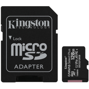 Kingston microSDXC 128GB Canvas Select Plus Class 10 UHS-I U1 V10 A1 + SD-адаптер (SDCS2/128GB) ТОП в Житомире