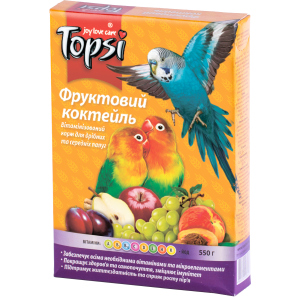 Упаковка корму для дрібних та середніх папуг Topsi Фруктовий коктейль 550 г 16 шт (14820122208220) ТОП в Житомирі