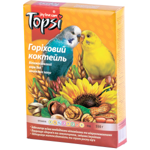 Упаковка корму для дрібних та середніх папуг Topsi Горіховий коктейль 550 г 16 шт (14820122208237) краща модель в Житомирі