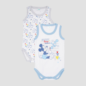 Боді-майка Disney Mickey Mouse MC13888 62-68 см 2 шт Біла з блакитним (8691109721747) краща модель в Житомирі