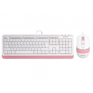 хороша модель Комплект (клавіатура, миша) A4Tech F1010 White/Pink USB