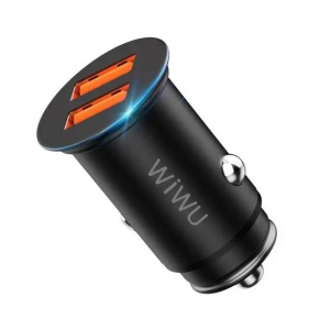 Автомобильное зарядное устройство WiWU Car Charger Dual QC 3.0 30W PC201 2*USB - Black / Черное