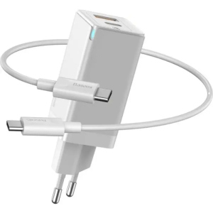 Сетевое зарядное устройство Baseus GaN Mini Quick Travel Charger 45W - White / Белое в Житомире