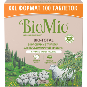 Таблетки для посудомийної машини BioMio Bio-Total 7 в 1 з маслом евкаліпту 100 шт (4603014015945) ТОП в Житомирі
