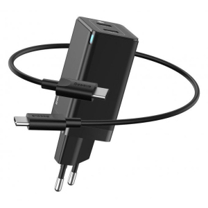 Сетевое зарядное устройство Baseus GaN2 Q.Charger USB/ Type-C 45 Вт 3 А + Кабель Type-C CCGAN-Q01 Black