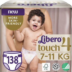 Підгузки Libero Touch 4 7-11 кг одноразові 138 шт (7322541430690) краща модель в Житомирі