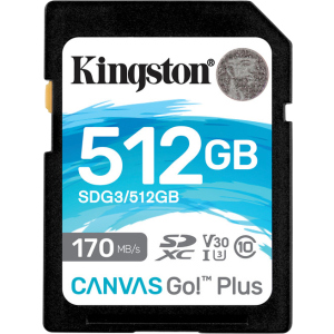 Kingston SDXC 512GB Canvas Go! Plus Class 10 UHS-I U3 V30 (SDG3/512GB) лучшая модель в Житомире