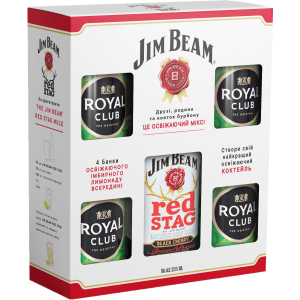 Лікер Jim Beam Red Stag 0.7 л 32.5% + безалкогольний напій Royal Club Ginger Ale 0.33 л 4 шт (4823093700123)