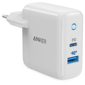 Мережевий зарядний пристрій Anker PowerPort PD+ 2 33W 1xPD & 1xPIQ 2.0 White