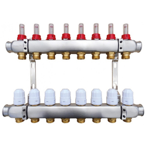 Колектор для теплої підлоги Raftec RC03-08 з витратомірами
