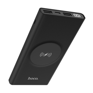 Power Bank HOCO J37 Wisdom с беспроводной зарядкой 10000 mAh Чёрный лучшая модель в Житомире