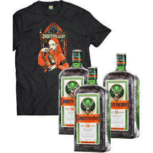 Лікер Jagermeister 0.7 л 35% 3 пляшки (+ексклюзивна футболка) (DESIGN 3) p.XL (4067700013018_G_XL) в Житомирі