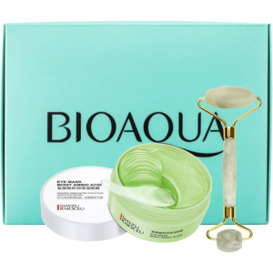 Подарочный набор Bioaqua Гидрогелевые патчи с аминокислотами + Роллер для массажа нефритовый (2000000232690) в Житомире