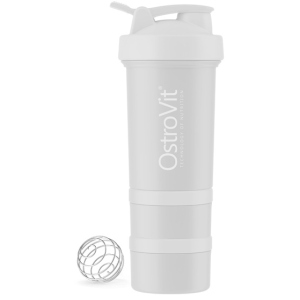 Шейкер OstroVit Shaker Premium with 2 pill boxes and mixing ball 450 мл Светло-серый (5903933903033) ТОП в Житомире