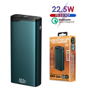 купить Павербанк Remax 30000 mAh 22.5W Quick Charge LED Power Bank |2xUSB/1xType-C, PD/QC, 20W, 3A для Android/iOS Green