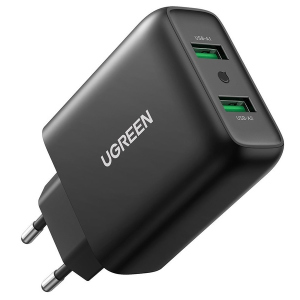 Сітчасте зарядне пристрій Ugreen CD161 36W 2xUSB QC 3.0 Charger (UGR-10216)