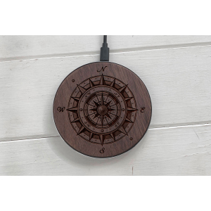 Быстрая беспроводная деревянная зарядка SkinWood Black Fast Charge compass