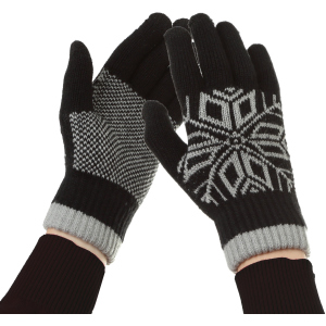 Рукавички ArmorStandart для сенсорних екранів Touch Gloves Snowflake з орнаментом Black