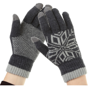 Рукавички ArmorStandart для сенсорних екранів Touch Gloves Snowflake з орнаментом Light Grey