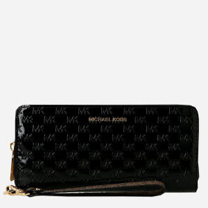 Женский кожаный кошелек Michael Kors Jet Set Travel Continental 34F1GJ6T3A001 Black (800070115019) надежный